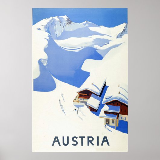 Poster Autriche, ski, gîte en montagne en hiver (Devant)