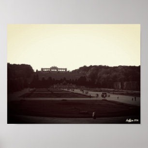 Poster Autriche vintage Vienne Jardins de Schonbrunn 1970