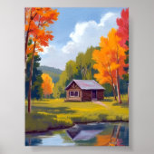 Poster Autumn Abode Lakeside Cottage (Devant)