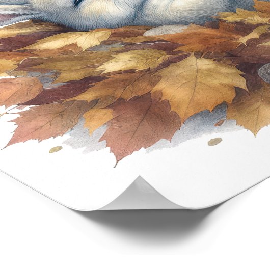 Poster Autumn Bunny in Leaves with Funny Lazy Quote (Coin)