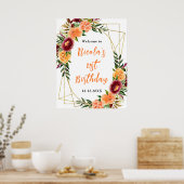 Poster Autumn Burgundy and Orange Birthday Welcome (Cuisine)