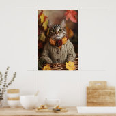 Poster Autumn Cat Art Print, Cozy Fall (Cuisine)