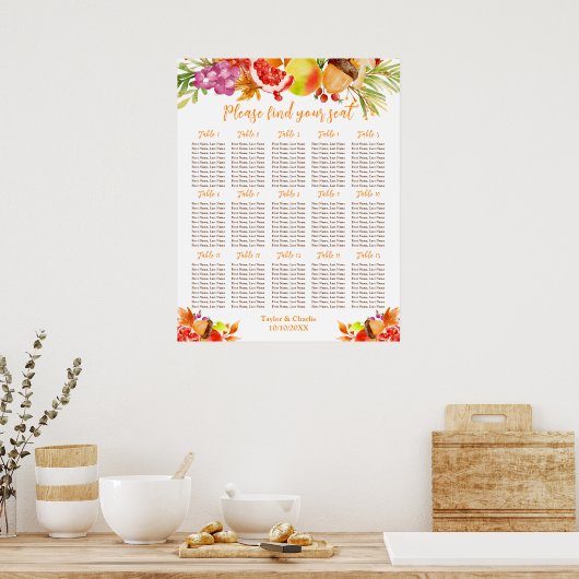 Poster Autumn Fall Harvest 15 Tables Seating Chart (Cuisine)