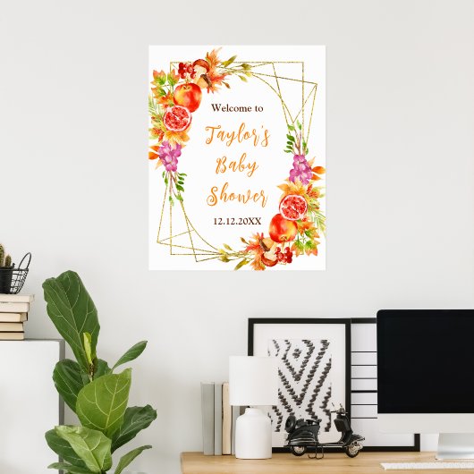Poster Autumn Fall Harvest Baby Shower Welcome Sign (Bureau à domicile)