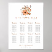 Poster Autumn Florals 8 table Wedding Seating Plan (Devant)