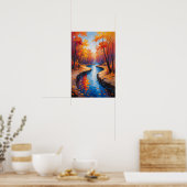 Poster Autumn Forest Path with Flowing Stream Landscape (Cuisine)