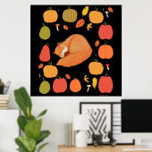 Poster Autumn fox Acrylic Keychain (Bureau à domicile)