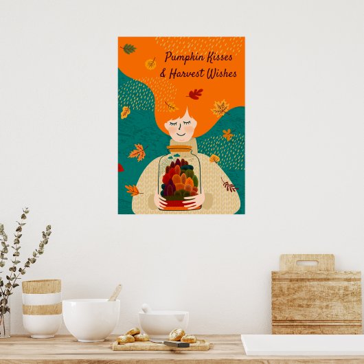 Poster Autumn Girl with Tree in Jar, personnaliser (Cuisine)