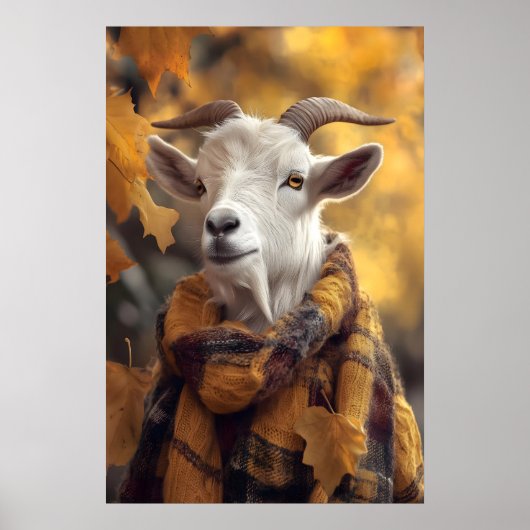 Poster Autumn Goat Art Print, Rustic Fall (Devant)