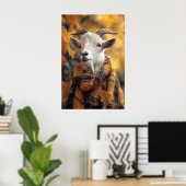 Poster Autumn Goat Art Print, Rustic Fall (Bureau à domicile)