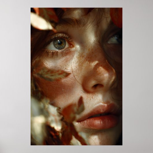 Poster Autumn Leaves Crown Freckled Portrait (Devant)