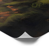 Poster Autumn Moonlit Forest Bridge Rustic Woodland Art (Coin)