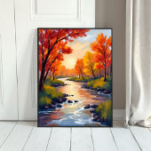 Poster Autumn River | Fall Foliage Nature Watercolor