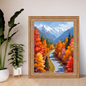 Poster Autumn Road | Fall Foliage Watercolor Nature