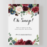 Poster Autumn Rustic Calligraphy Wedding Oh Snap Sign<br><div class="desc">This autumn rustic calligraphy wedding oh snap sign is perfect for a modern wedding or bridal shower. The design features burgundy,  red,  navy,  blue and blush radiant and graceful hand-painted flowers,  inspiring natural beauty.

Personalize the sign with your wedding hashtag.</div>