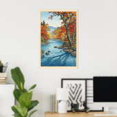 Poster Autumn Wall Art Print River Scene with Fall (Bureau à domicile)