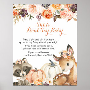 Poster Autumn Woodland Girl Don't Say Baby Games Sign