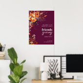 Poster Autumnal flowers thanksgiving elegant burgundy (Bureau à domicile)