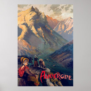 Poster Auvergne, Route de montagne, France