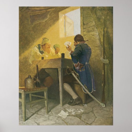 Poster Aux Cartes dans la cage de Cluny par NC Wyeth (Devant)