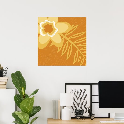 Poster aux fleurs orange (Bureau à domicile)