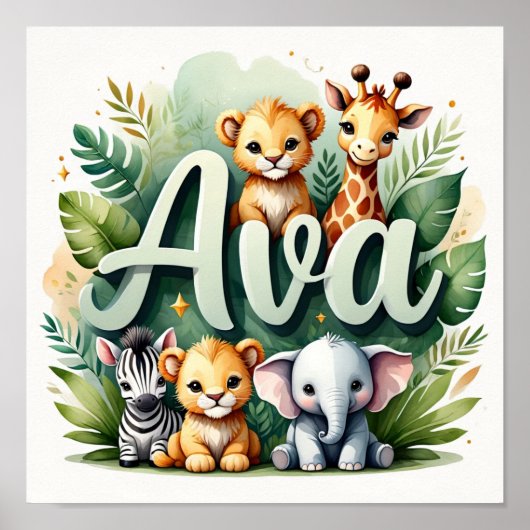 Poster Ava Safari Nursery Wall Art (Devant)