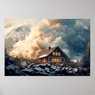 Poster Avalanche Nature Force Neige Puissance Terre Catas