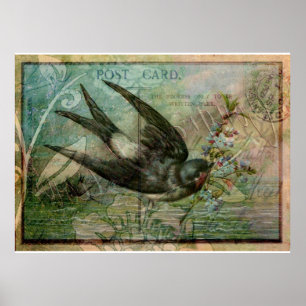 Poster Avaler avec fleurs