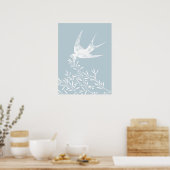 Poster Avaler l'oiseau survolant les branches d'olivier (Cuisine)