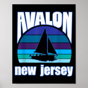 Poster Avalon NJ avec voilier pour l'été plage océan