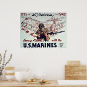 Poster Avancer Toujours Avec Les Marines Américaines (Cuisine)
