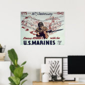 Poster Avancer Toujours Avec Les Marines Américaines (Bureau à domicile)
