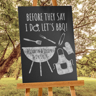 Poster Avant de faire BBQ Fête des mariées Fiançailles Bi