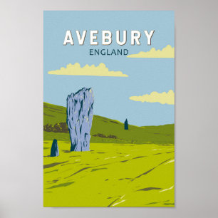 Poster Avebury England Travel Art Vintage