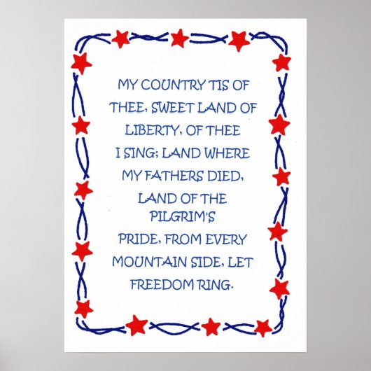 Poster avec America Song Design (Devant)