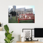 Poster Avec Basset Hound Visite De La Belle Église (Bureau à domicile)
