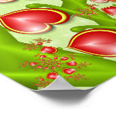 Poster Avec beaucoup d'amour Rouge Coeurs Jaunes Fractal  (Coin)