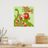 Poster Avec beaucoup d'amour Rouge Coeurs Jaunes Fractal  (Cuisine)