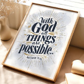 Poster Avec Dieu, tout est possible: Matthieu 19:26