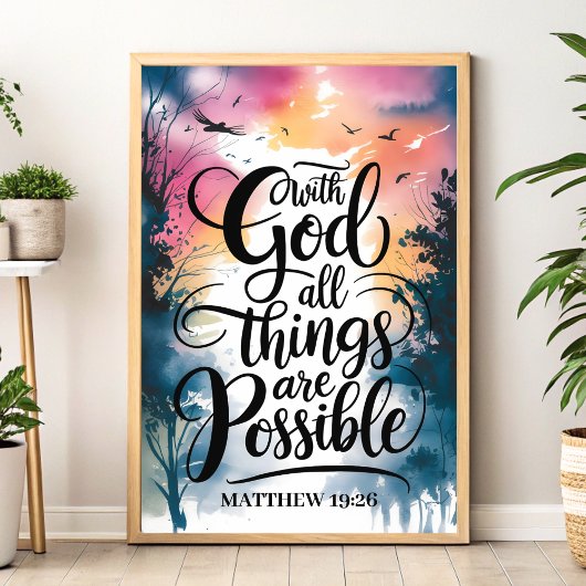Poster Avec Dieu, toutes les choses sont possibles art ch