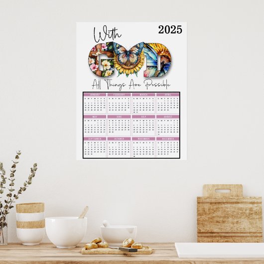 Poster Avec Dieu toutes les choses sont possibles Calendr (Cuisine)