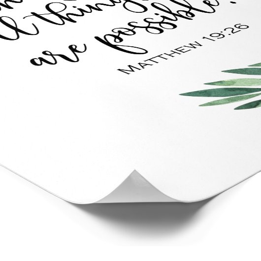 Poster Avec Dieu toutes les choses sont possibles - Matth (Coin)