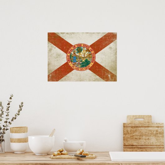 Poster avec Distressed Drapeau de Floride (Cuisine)