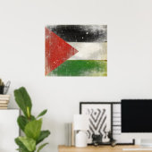 Poster avec Distressed Drapeau de Palestine (Bureau à domicile)