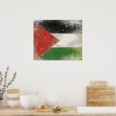 Poster avec Distressed Drapeau de Palestine (Cuisine)
