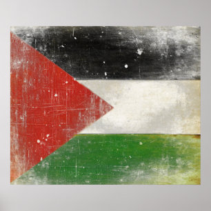 Poster avec Distressed Drapeau de Palestine