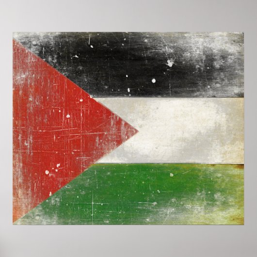Poster avec Distressed Drapeau de Palestine (Devant)
