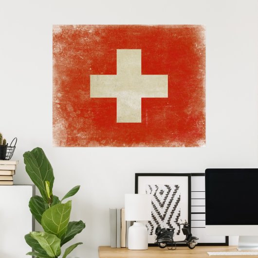 Poster avec Distressed Suisse (Bureau à domicile)