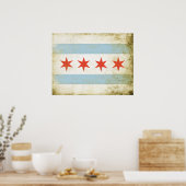 Poster avec drapeau Chicago en détresse Imprimer (Cuisine)