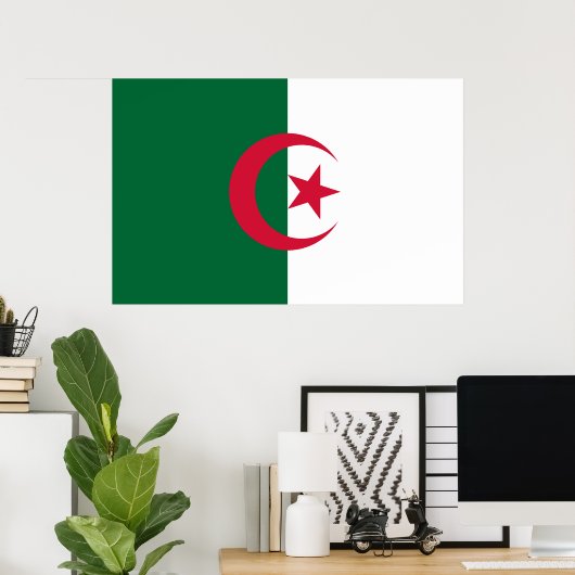 Poster avec Drapeau d'Algérie (Bureau à domicile)